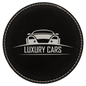 Black/Silver Round Leatherette Coaster