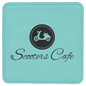 Teal Square Leatherette Coaster