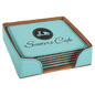 Teal Leatherette Square 6-Coaster Set