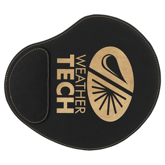 Black/Gold Laserable Leatherette Mouse Pad