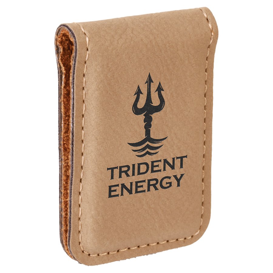Light Brown Leatherette Money Clip