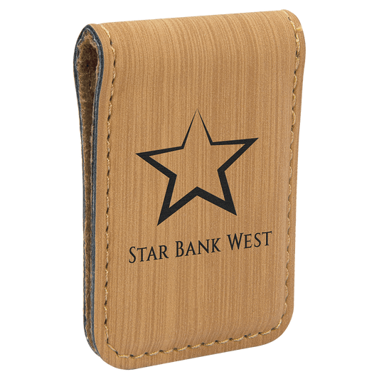 Bamboo Laserable Leatherette Money Clip