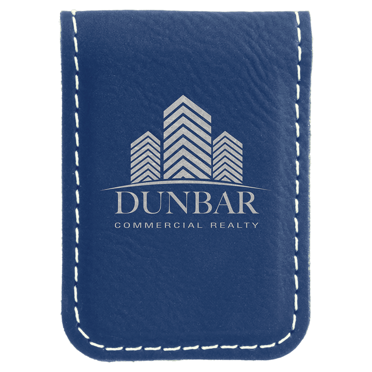 Blue/Silver Laserable Leatherette Money Clip