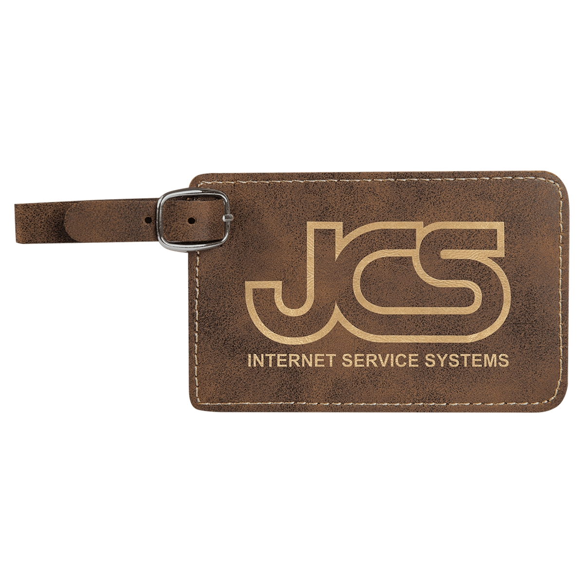 Rustic/Gold Leatherette Luggage Tag