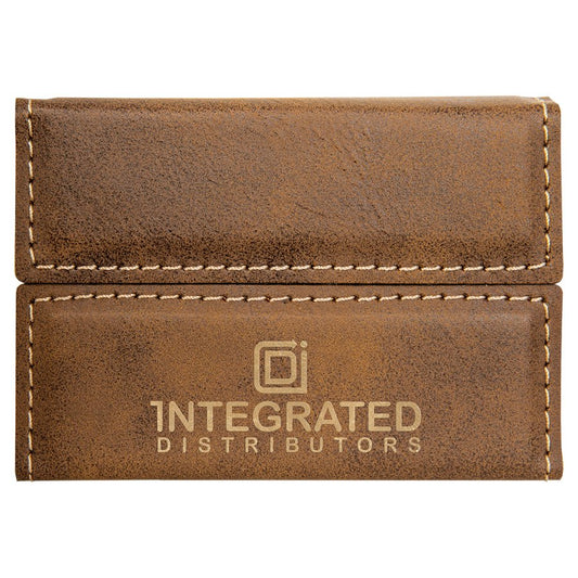 Rustic/Gold Leatherette Hard Business Card Holder