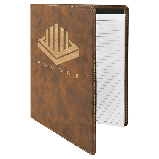 Rustic/Gold Leatherette Portfolio with Notepad