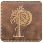 Rustic/Gold Square Leatherette Coaster