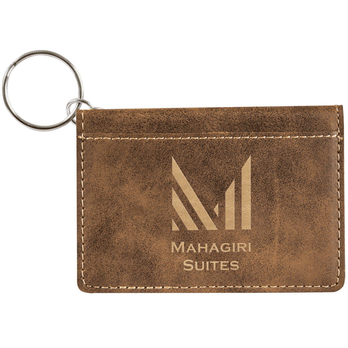 Rustic/Gold Leatherette ID Holder with Keychain
