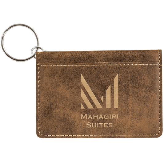 Rustic/Gold Leatherette ID Holder with Keychain