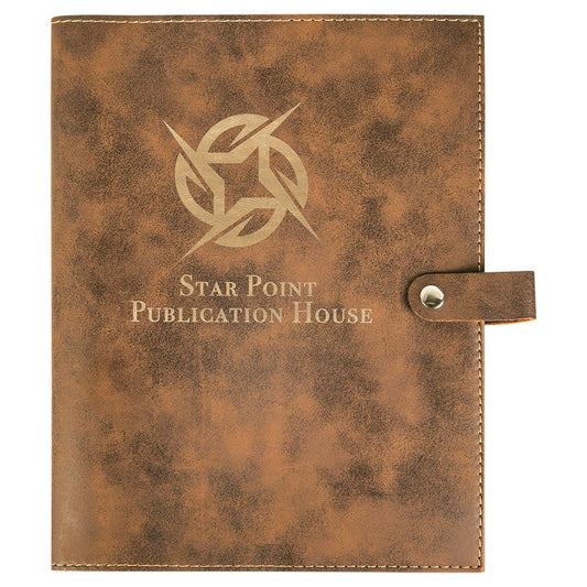 Rustic/Gold Leatherette Book Cover with Snap Closure