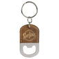 Rustic/Gold Leatherette Oval Bottle Opener Keychain