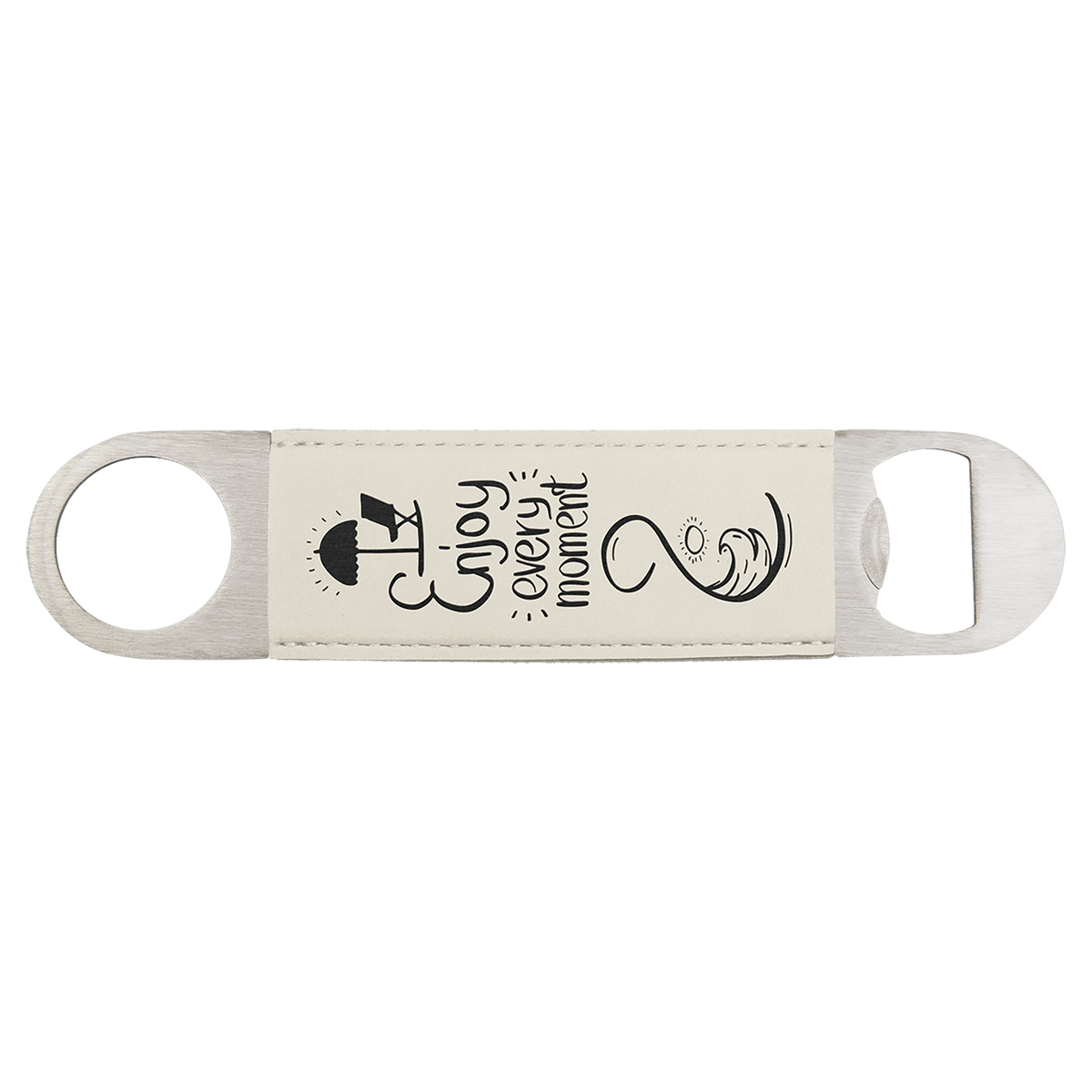 White Leatherette Bottle Opener
