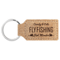 Cork Leatherette Rectangle Keychain
