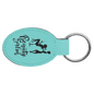 Teal Leatherette Oval Keychain