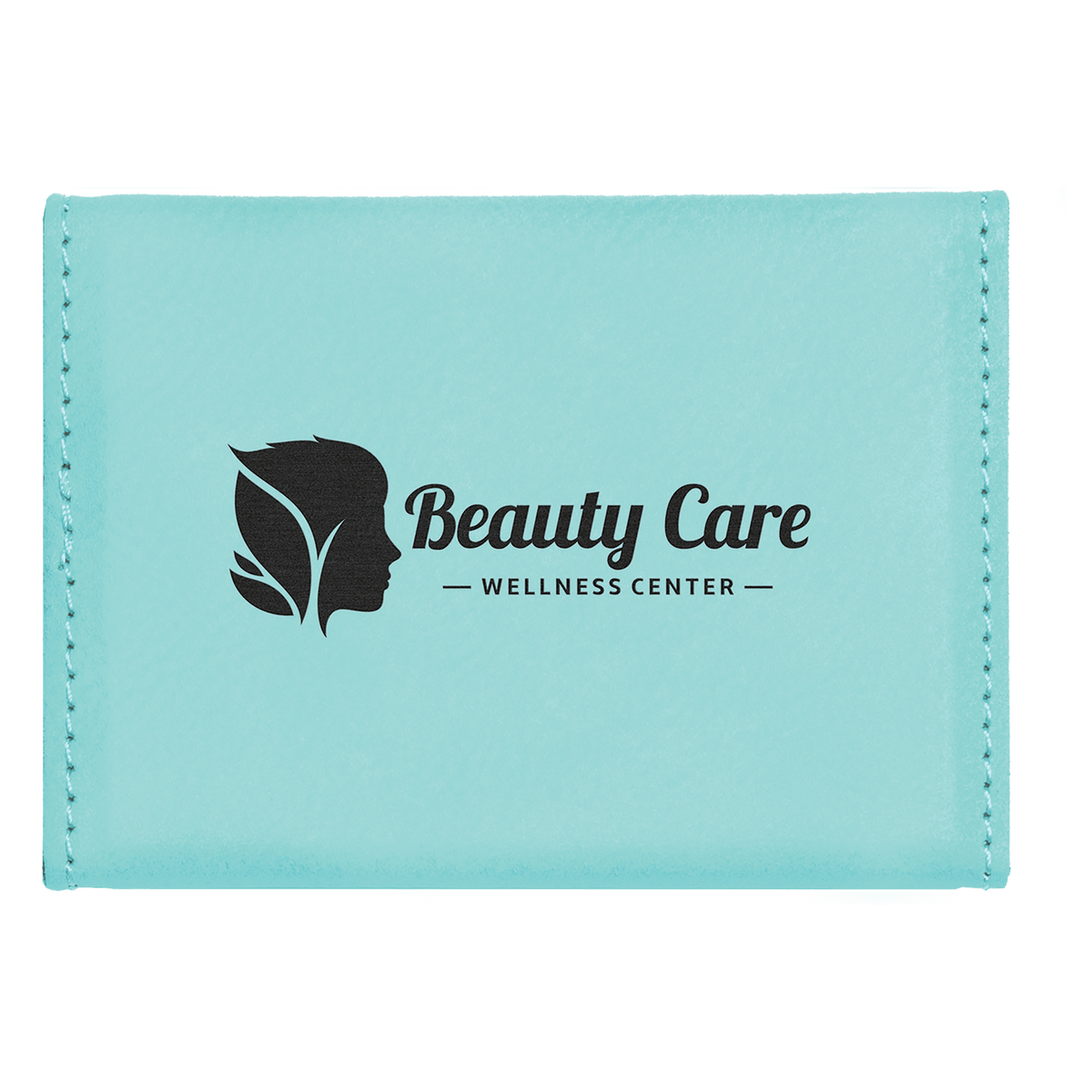 Teal Leatherette Hard Business Card Holder