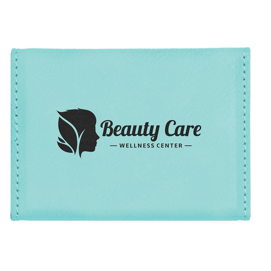 Teal Leatherette Hard Business Card Holder