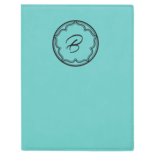 Teal Small Leatherette Portfolio with Notepad