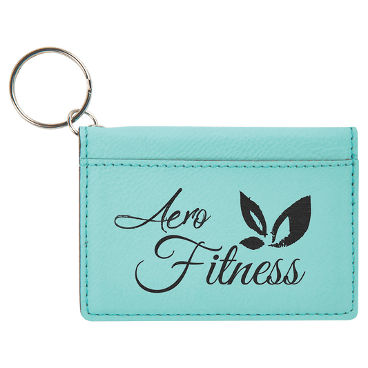 Teal Leatherette ID Holder with Keychain