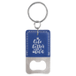 Blue/Silver Leatherette Rectangle Bottle Opener with Keychain