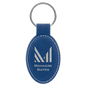 Blue/Silver Leatherette Oval Keychain