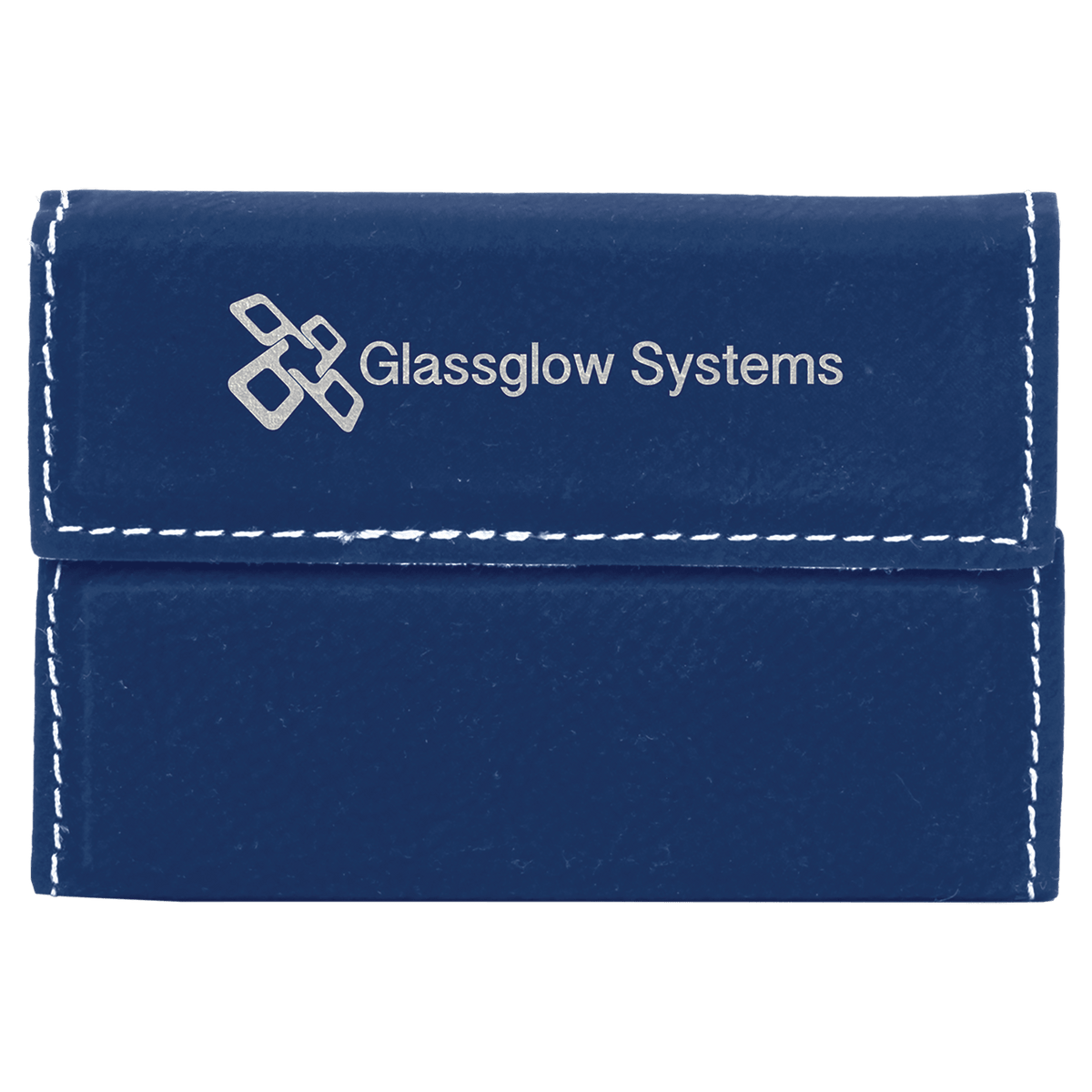 Blue/Silver Leatherette Hard Business Card Holder
