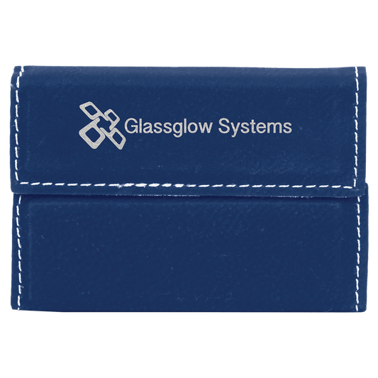 Blue/Silver Leatherette Hard Business Card Holder