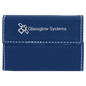 Blue/Silver Leatherette Hard Business Card Holder