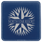 Blue/Silver Square Leatherette Coaster
