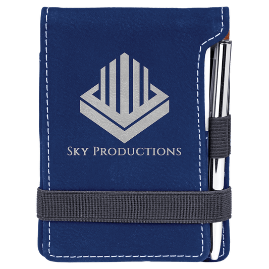 Blue/Silver Leatherette Mini Notepad & Pen Set