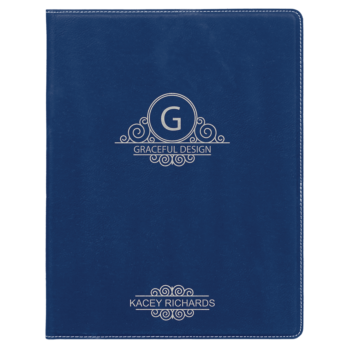 Blue/Silver Small Leatherette Portfolio with Notepad