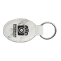White Marble Leatherette Oval Keychain