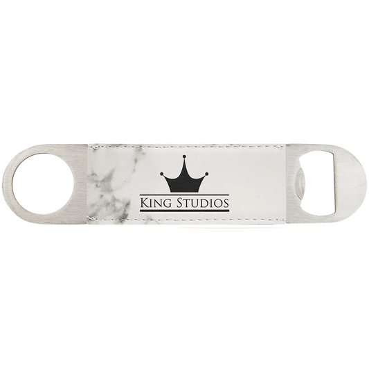 White Marble Leatherette Bottle Opener