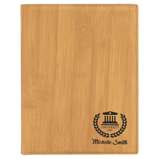 Bamboo Small Leatherette Portfolio with Notepad