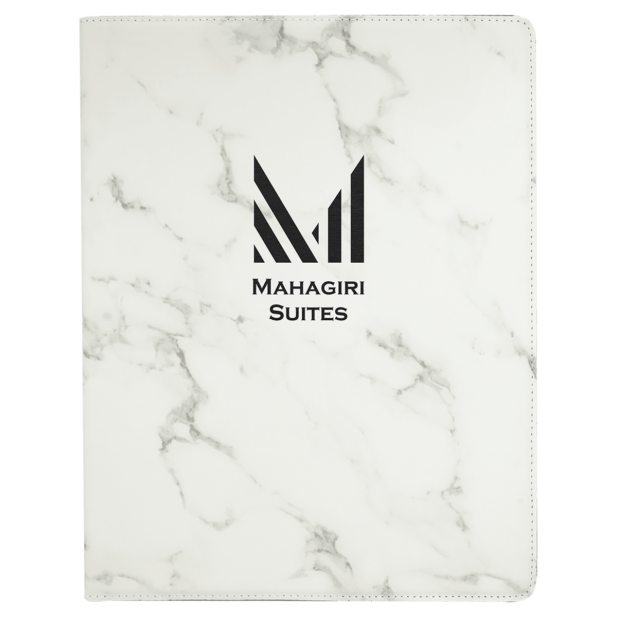 White Marble Leatherette Portfolio with Notepad