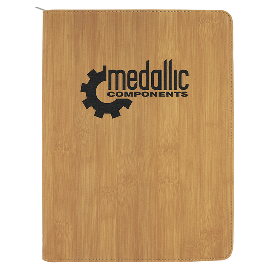 Bamboo  Leatherette Portfolio with Zipper & Notepad