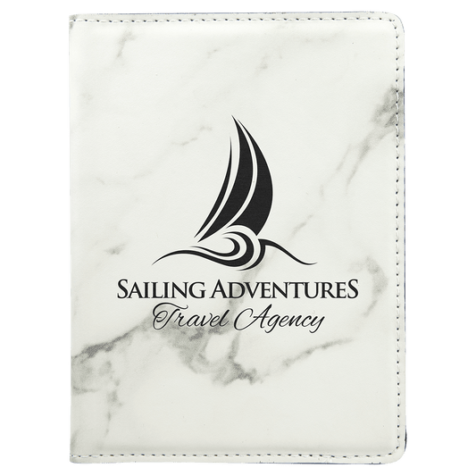 White Marble Leatherette Passport Holder