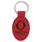 Red Laserable Leatherette Oval Keychain