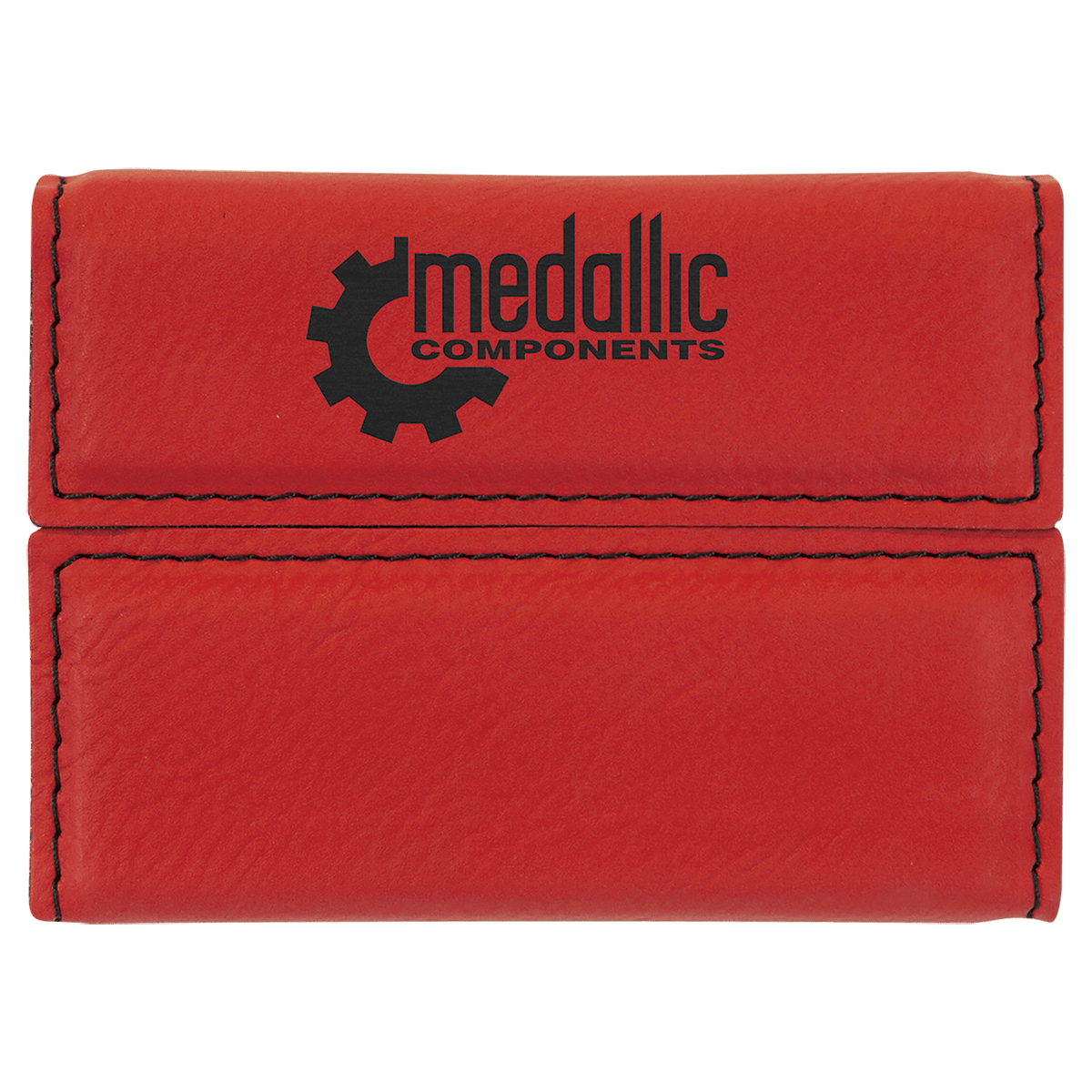 Red Laserable Leatherette Hard Business Card Holder