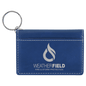 Blue/Silver Laserable Leatherette Keychain ID Holder