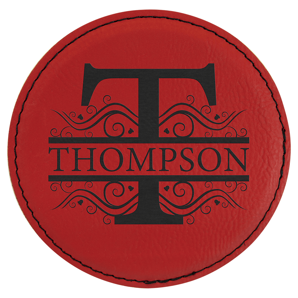Red Round Leatherette Coaster