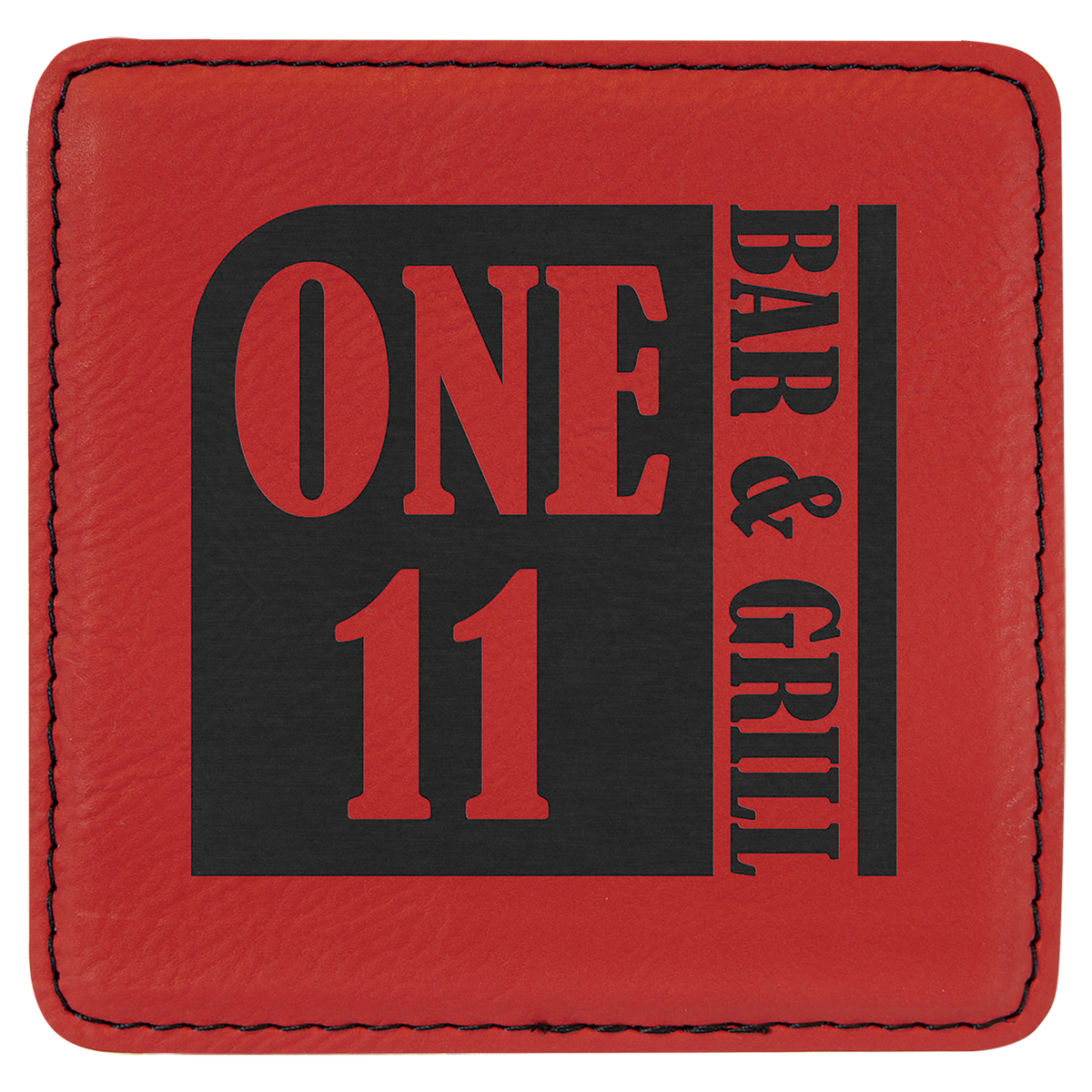 Square Red Laserable Leatherette Coaster