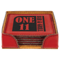 Red Square Laserable Leatherette 6-Coaster Set with Holder