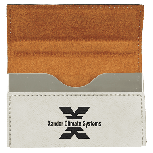 White Leatherette Hard Business Card Holder