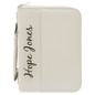 White Leatherette Book/Bible Cover with Zipper & Handle