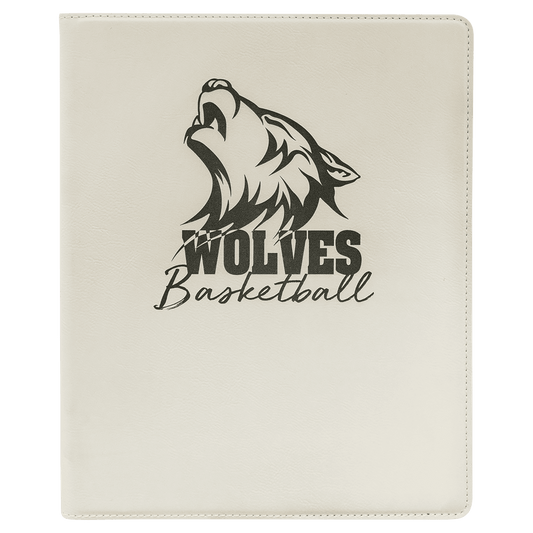 White Leatherette Portfolio with Notepad