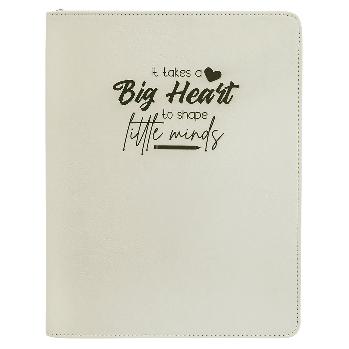 White Leatherette Portfolio with Zipper & Notepad