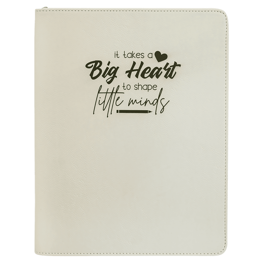 White Leatherette Portfolio with Zipper & Notepad