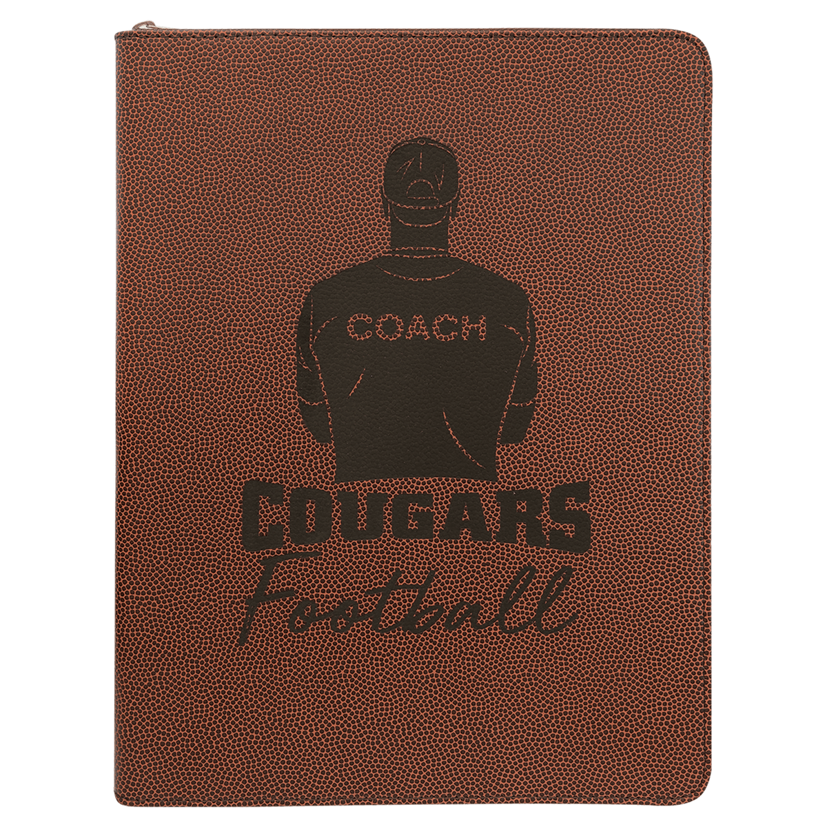 Football Laserable Leatherette Portfolio with Zipper and Notepad