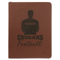 Football Laserable Leatherette Portfolio with Zipper and Notepad