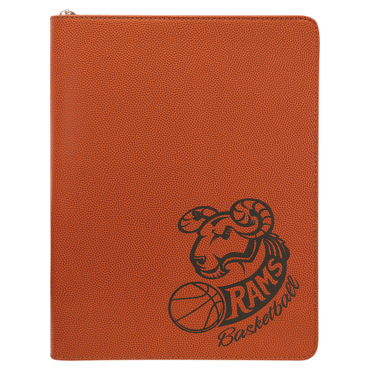 Basketball Leatherette Portfolio with Zipper and Notepad